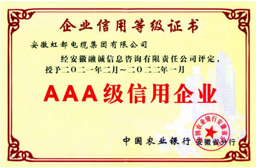 西藏企業(yè)信用等級證書